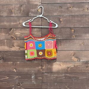 Earthbound  Boho Crochet Crop Top Size Small
